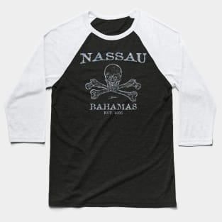 Nassau, Bahamas, Pirate Skull & Crossbones (Distressed) Baseball T-Shirt